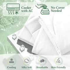 TEXARTIST Cooling Blanket for Hot Sleepers, Cooling Comforter Queen Size, Cold Blanket Summer Lightweight Breathable Soft Comforter to Stay Ice Cool for Night Sweats, Machine Washable White (90"x90")