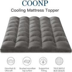 COONP Full Mattress Topper, Extra Thick Mattress Pad Cover, Cooling Pillowtop with 8-21 Inch Deep Pocket 3D Snow Down Alternative Fill(Grey, Full-54"x75")
