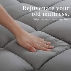COONP Full Mattress Topper, Extra Thick Mattress Pad Cover, Cooling Pillowtop with 8-21 Inch Deep Pocket 3D Snow Down Alternative Fill(Grey, Full-54"x75")
