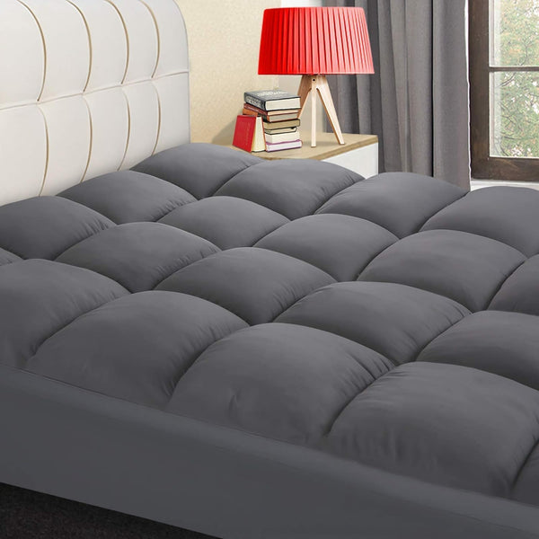 COONP Full XL Mattress Topper, Extra Thick Mattress Pad Cover, Cooling Pillowtop with 8-21 Inch Deep Pocket 3D Snow Down Alternative Fill(Grey, Full XL-54"x80")