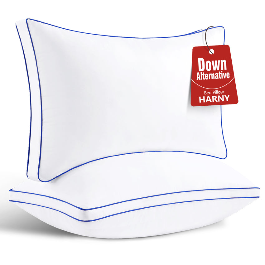 HARNY Pillows Queen Size Set of 2,Bed Pillows for Sleeping 2 Pack,Luxury Hotel Quality Pillow for Side and Back Sleeper,Filled with Down Alternative,Machine Washable,20 x 30 Inches