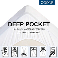 COONP Mattress Topper, Extra Thick Pillowtop, Cooling and Plush Mattress Pad Cover 400TC Cotton with 8-21 Inch Deep Pocket 3D Snow Down Alternative Fill